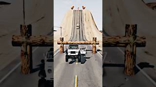 Large Cargo Truck &amp; Mix Buses vs Big Bollards#shorts #beamngdrive #car