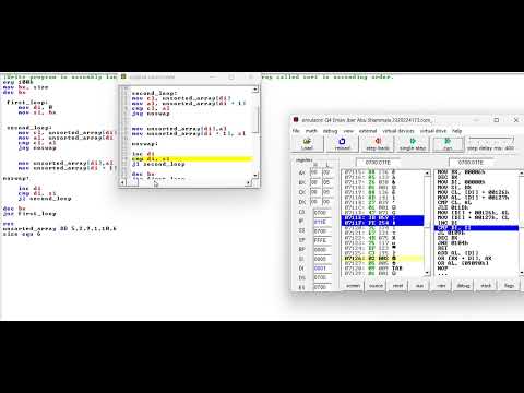 program in assembly language that sorts the elements of an array called sort in ascending order.