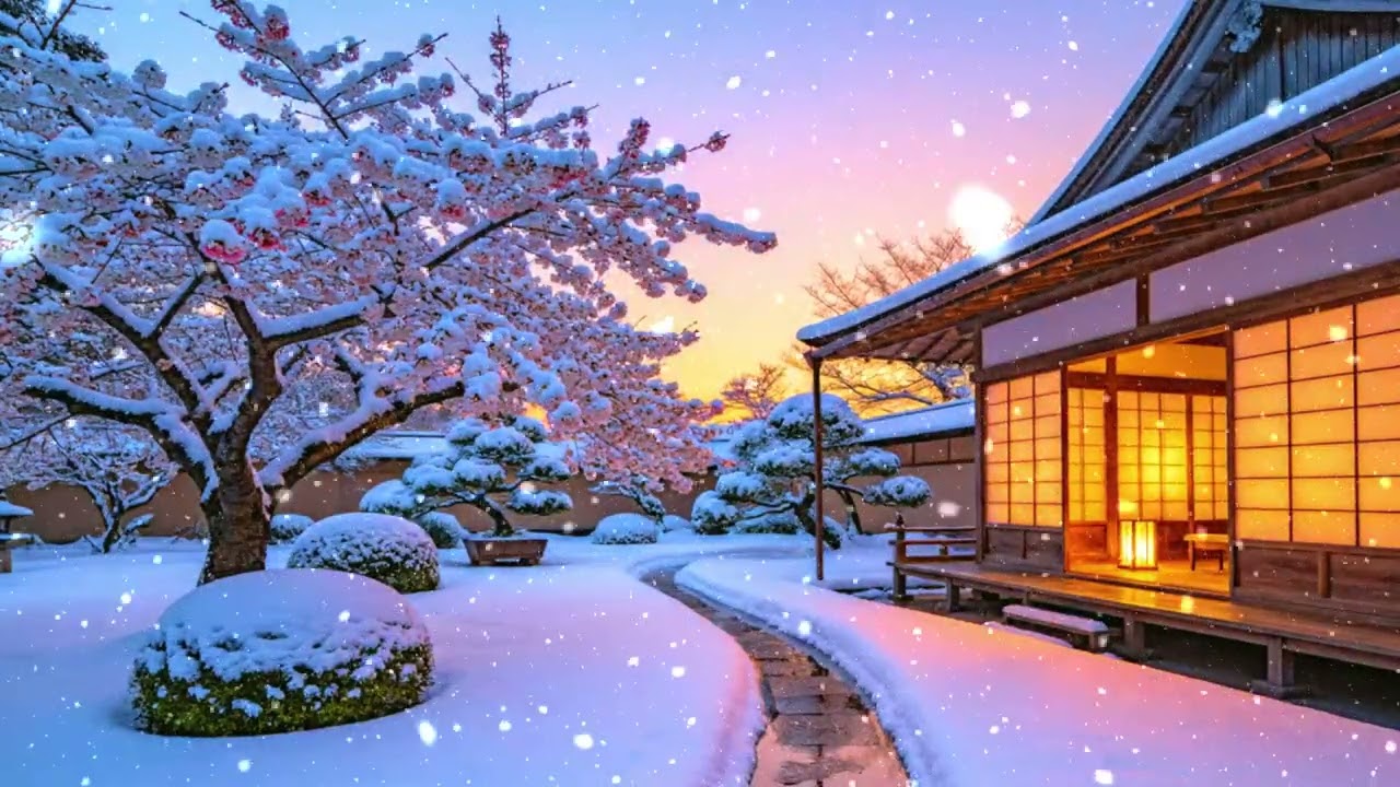 Winter Sunset in Japan 🌅 Soft Piano Ambience for Deep Focus & Study