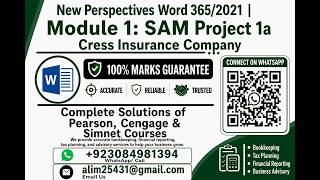 New Perspectives Word 365/2021 | Module 1: SAM Project 1a  Cress Insurance Company
