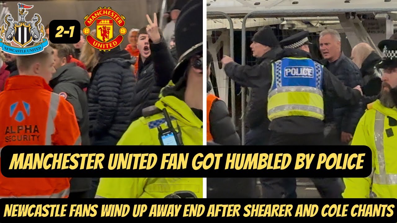 Manchester United FAN ATTEMPTED TO FIGHT Newcastle fans AFTER LOSING 2-1 TO 10 MEN !!!!!