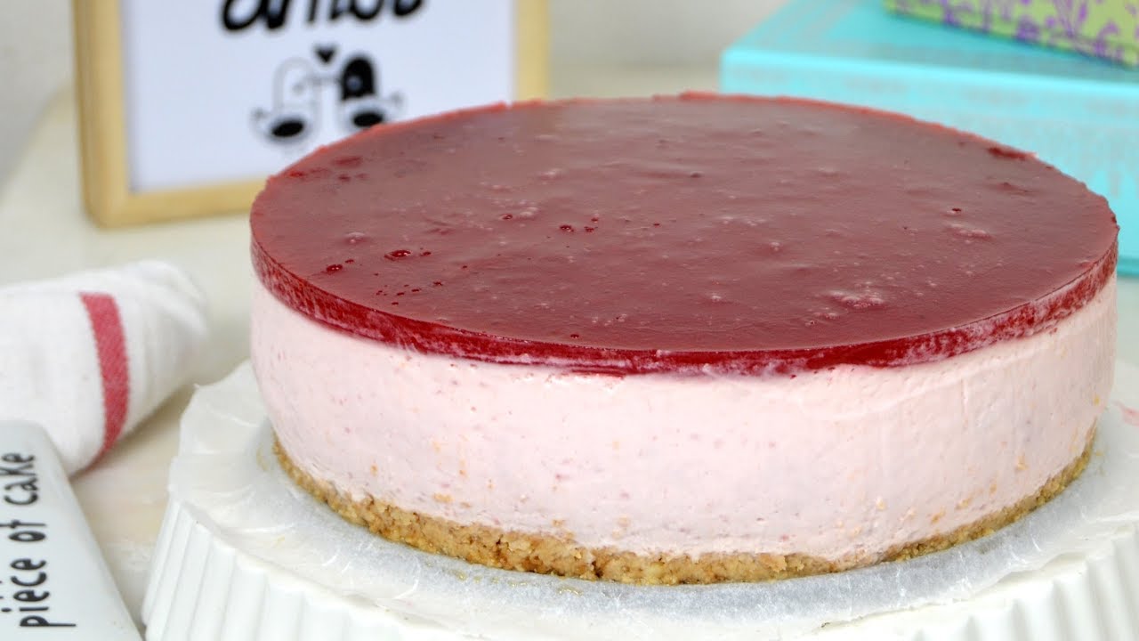 Tarta de yogur de fresa. Fácil, deliciosa ¡Y sin horno! - YouTube