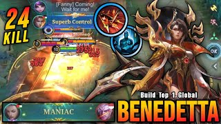 24 Kills + MANIAC!! Insane DMG Benedetta Monster EXP Laner!! - Build Top 1 Global Benedetta ~ MLBB screenshot 5