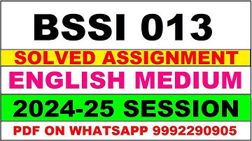 bssi 13 solved assignment 2024-25 | bssi 13 solved assignment in english 2025 | bssi 13 2024-25
