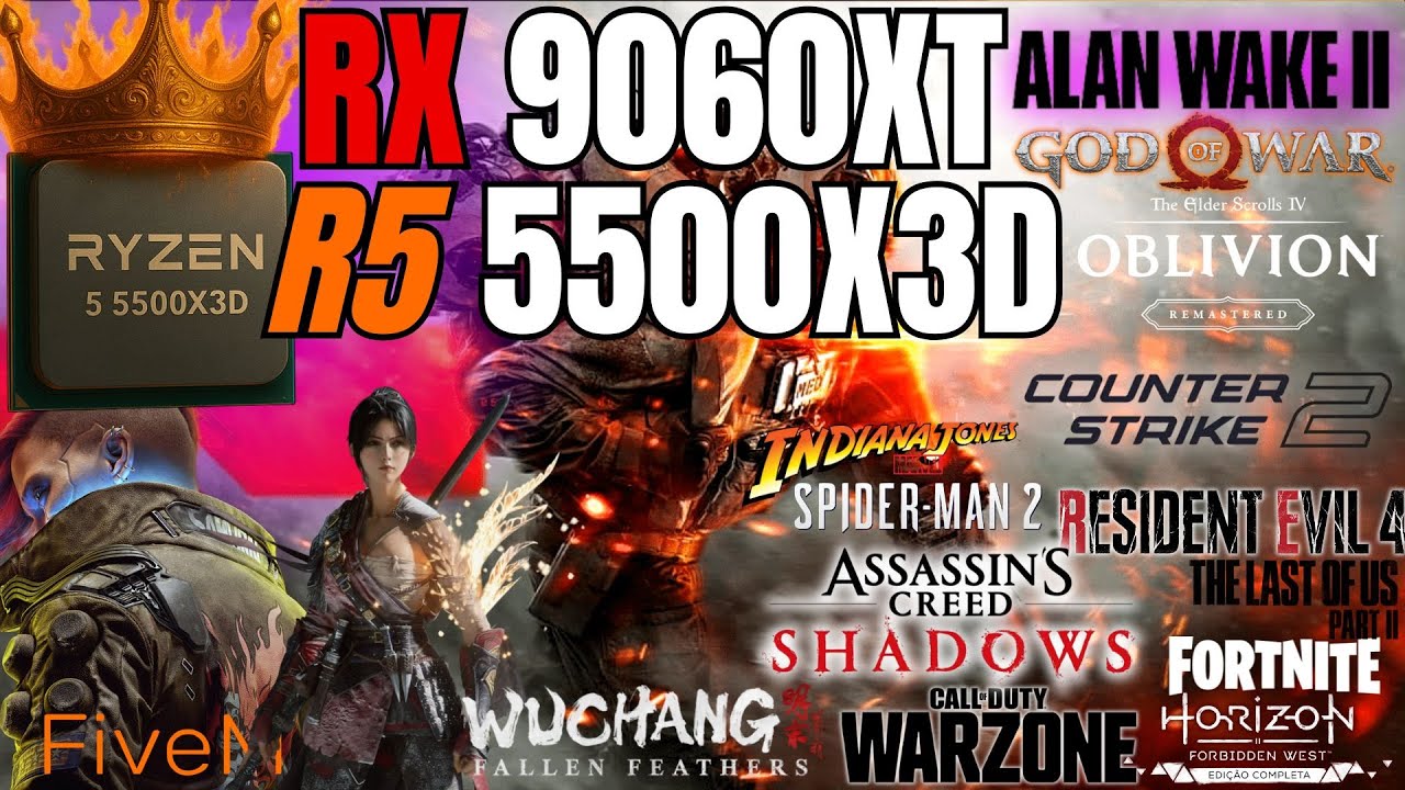 Ryzen 5 5500x3D + RX 9060 XT - Testes em Games 1440P