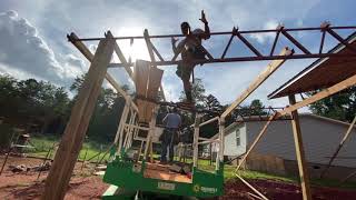 DIY Steel Truss Pole Barn Building on Farm/ Homestead for all Farming, Gardening, Beekeeping needs.