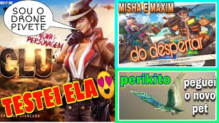 TESTEI A CLU DO FREE FIRE! MAXIM DO DESPERTAR. PET FALCÃO. WOLFRAHH