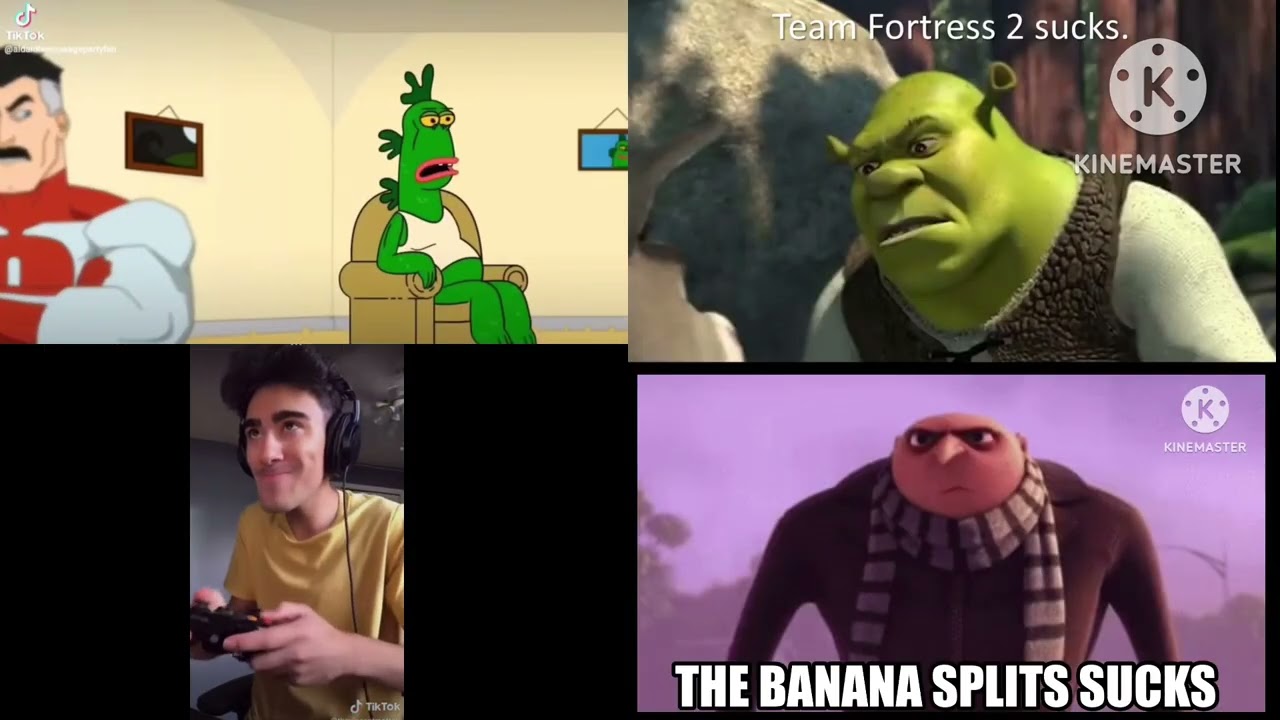 Caillou Homework Vs. Uncle Grandpa Sucks Vs. Gru Hates The Banana Splits Vs. Shrek Hate TF2