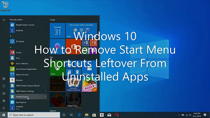 Windows 10 - Remove Start Menu Shortcuts Leftover From Uninstalled Apps