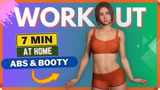 7 Min SEXY ABS & ROUND BOOTY - Hourglass Exercise at Home 🔥