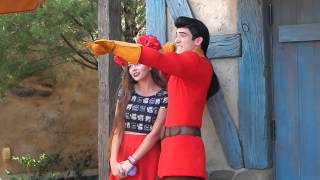 GASTON gets little girl a Birthday button at his shop! Magic Kingdom Disney World