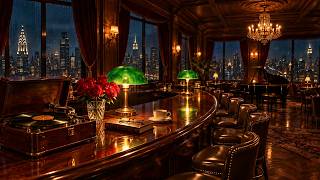1940s vintage jazz lounge live 24/7 | rainy new york skyline and soft records to unwind screenshot 4