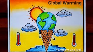 Global Warming Drawing Stop Global Warming Drawing Easy Global Warming Poster Save Environment