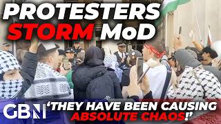 WATCH: Pro-Palestine protesters STORM Ministry of Defence and HASSLE Royal Navy Officers | BREAKING