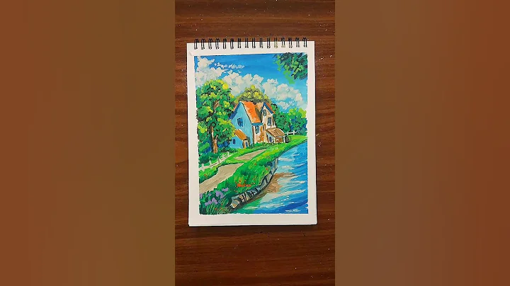 Wait Till the End… This Gouache painting Landscape is Mesmerizing! 🌄🎨 #shorts