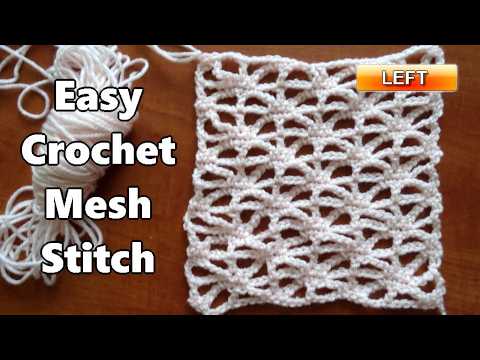 Easy Crochet Mesh Stitch - Left Handed Crochet Stitch Tutorial