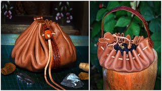 Making A Leather Drawstring Tinder & Bushcraft Pouch.