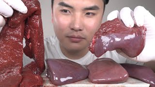 소내장 간,지라(비장)을 생으로 먹어보았습니다...음...beef Raw Liver,Jira 리얼사운드 먹방 ASMR  Mukbang social korean eating show