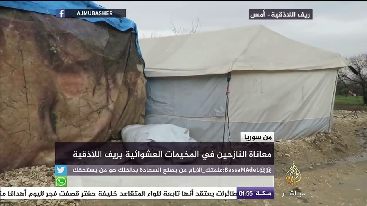 معاناة النازحين في المخيمات العشوائية بريف اللاذقية