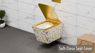 InArt Wall-Hung Rimless Toilet | Leaf-Gold Design & Soft-Close Seat screenshot 3