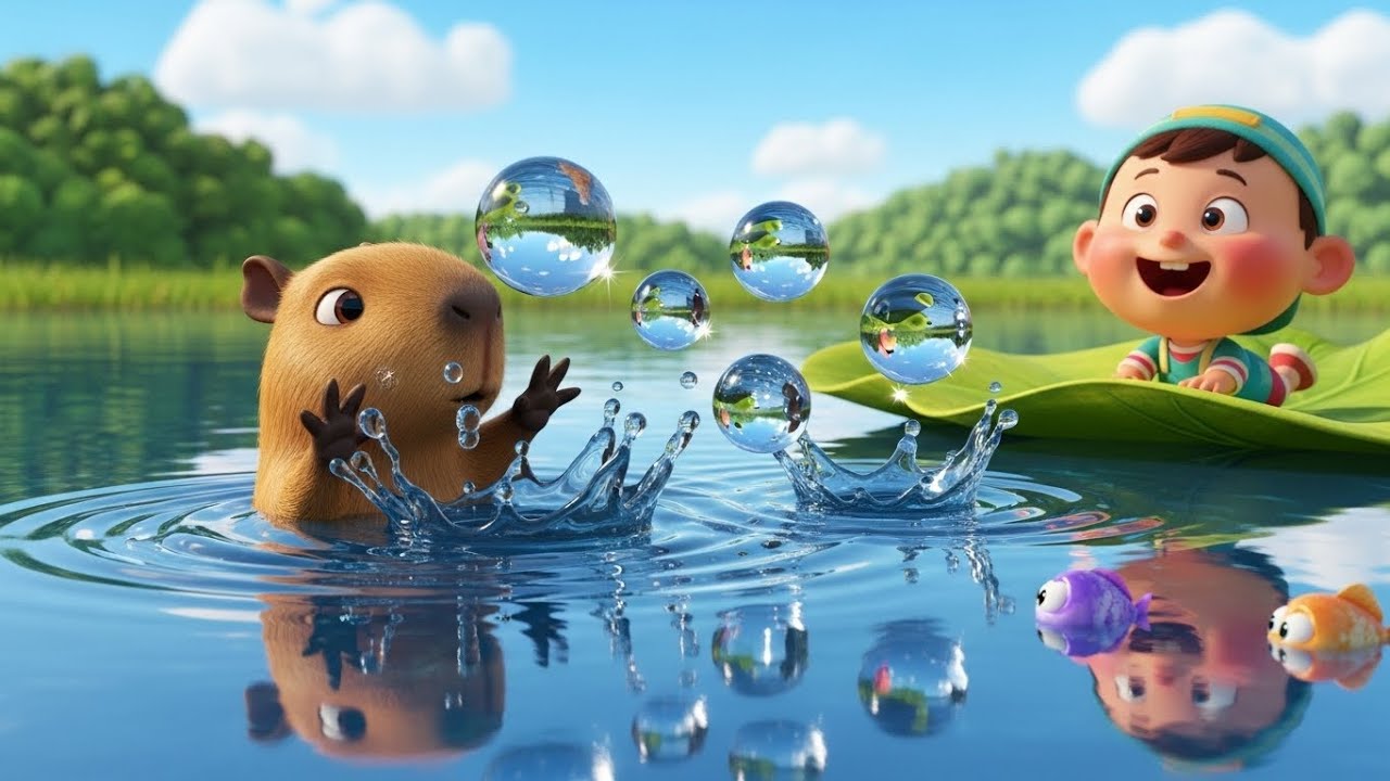 Baby Capybara Shared a Splashy Smile in the Pond 🐾💦 | Fun Kids Song & Nursery Rhyme
