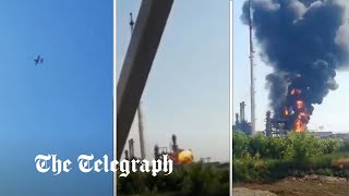 Ukrainian Kamikaze Drone Attacks Russian Oil Refinery