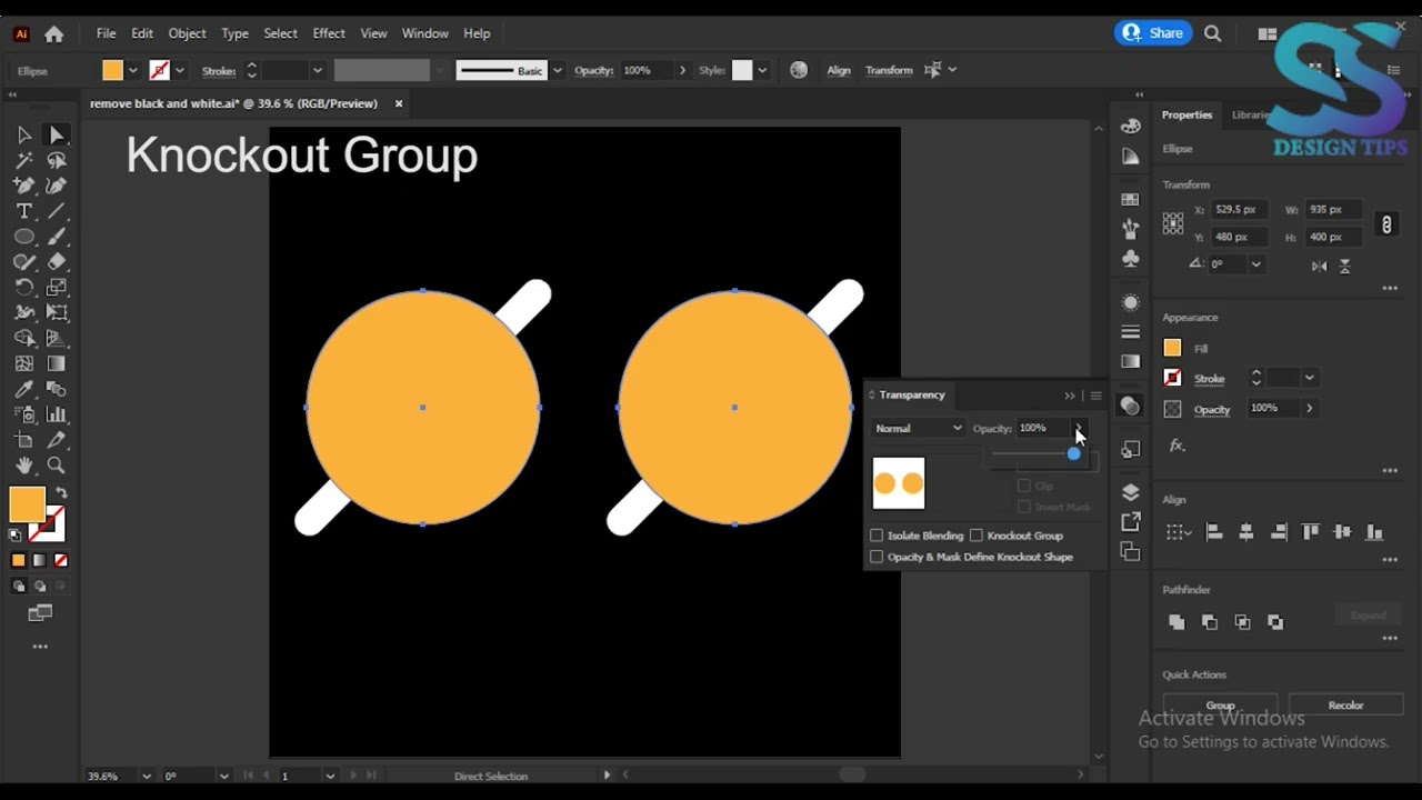 Remove Black and White and Knockout Group in illustrator | Illustrator Tutorial | SS Design Tips
