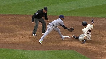 TB@MIN: Souza Jr. nabs Plouffe at second base