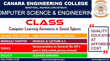 VTU UP (18CS56) UNIX PROGRAMMING:Demonstration on General file API