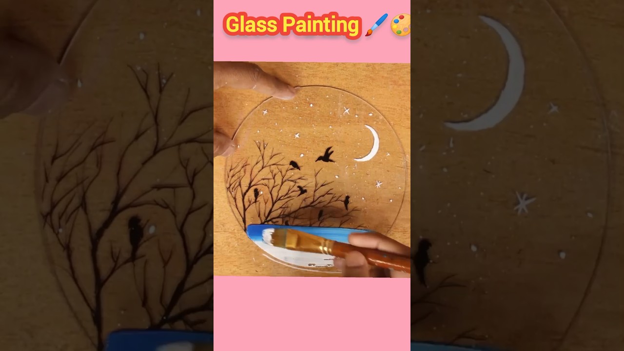 moonlight scenery glass painting 