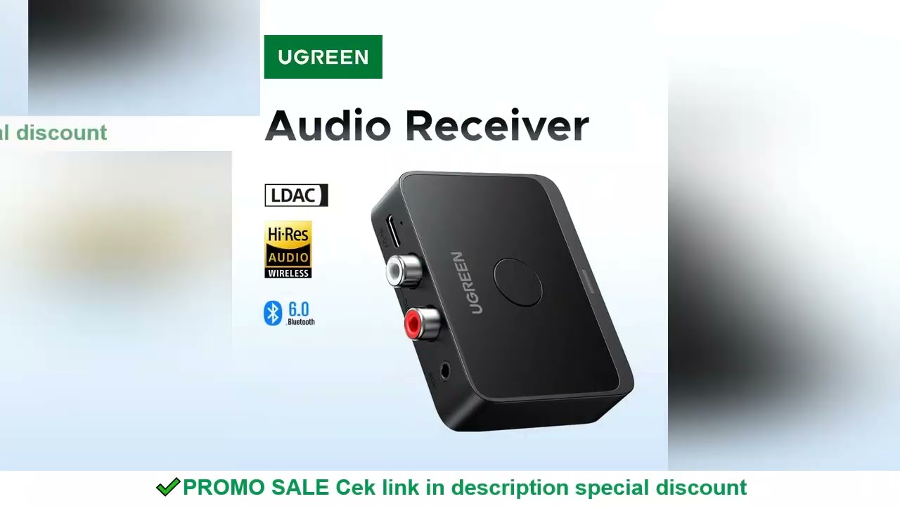 UGREEN AUX Bluetooth Receiver LDAC AAC Hi-Fi 3.5mm Jack 2RCA RCA Audio Bluetooth 6.0 Adapter Receive