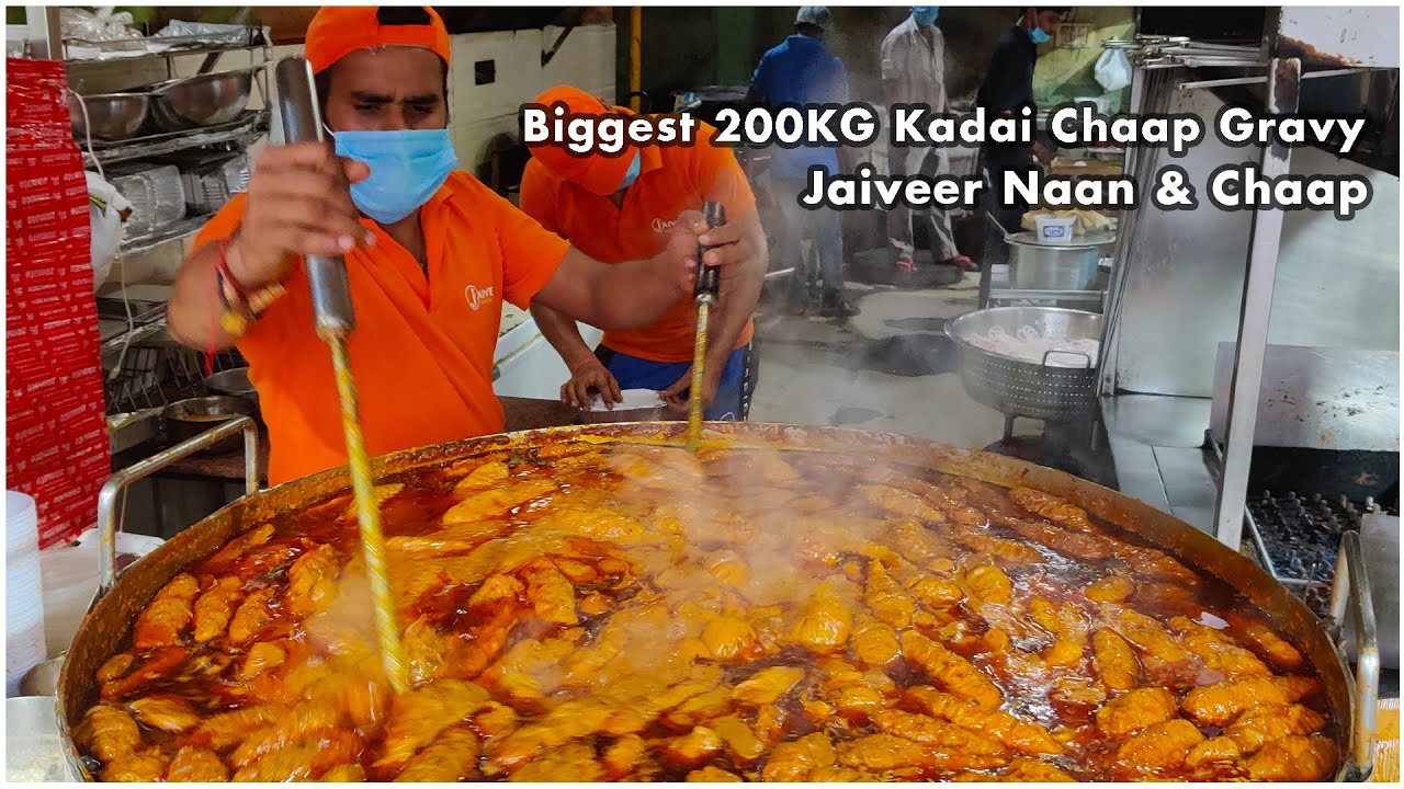 Biggest 200KG Kadai Chaap Gravy At Jaiveer Naan & Chaap l Near M2K Cinema l Rohini Street Food | INDIA EAT MANIA