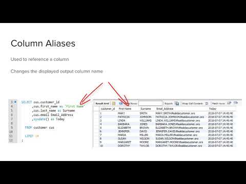 Business & Data Analysis with SQL - 16 Table and column aliases