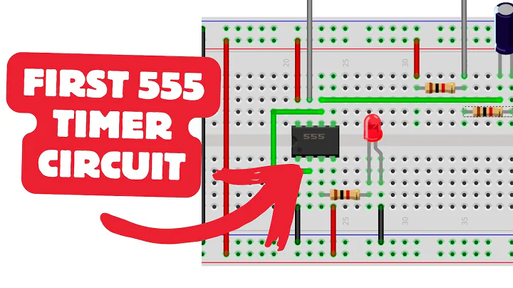 555 Timer On Breadboard with Schematic