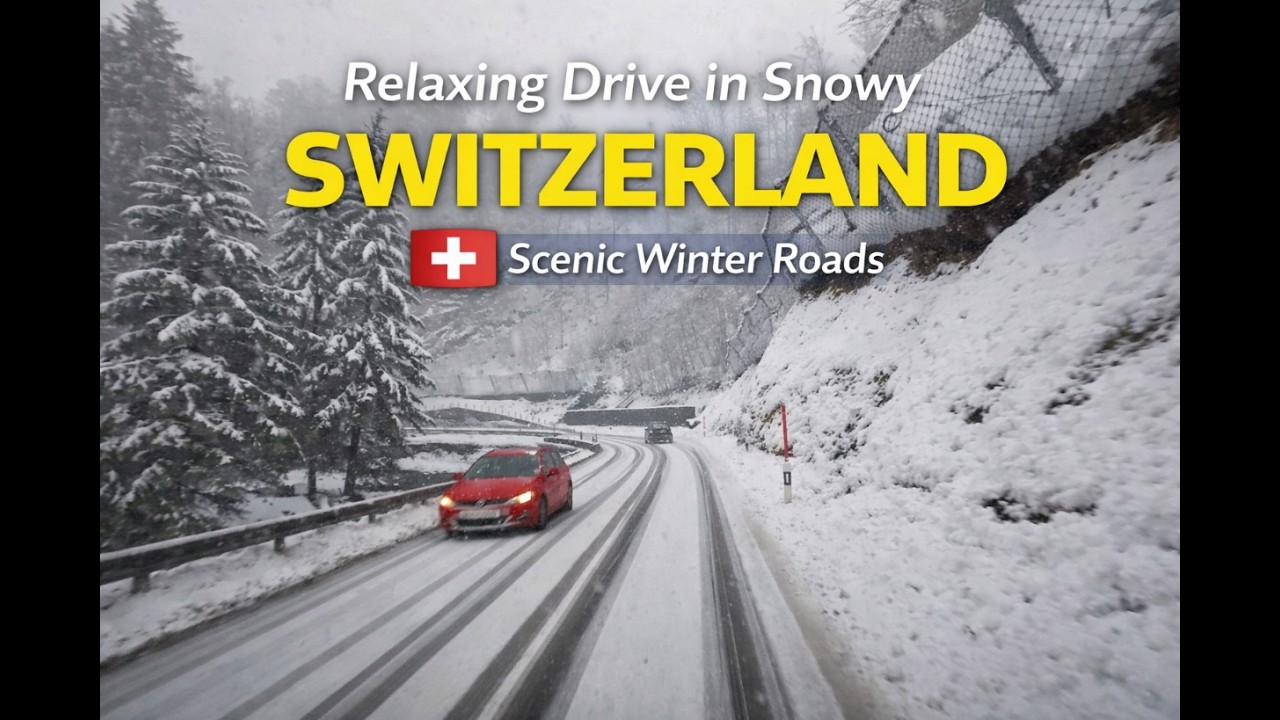 Relaxing Snowy Drive in Switzerland 🇨🇭 | Winter Road Trip in the Snow [4K]