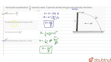 A particle is projected horizontally from a tower with velocity u towards east.