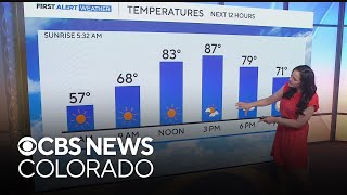 Warm temperatures Sunday in Denver with a slight chance of storms