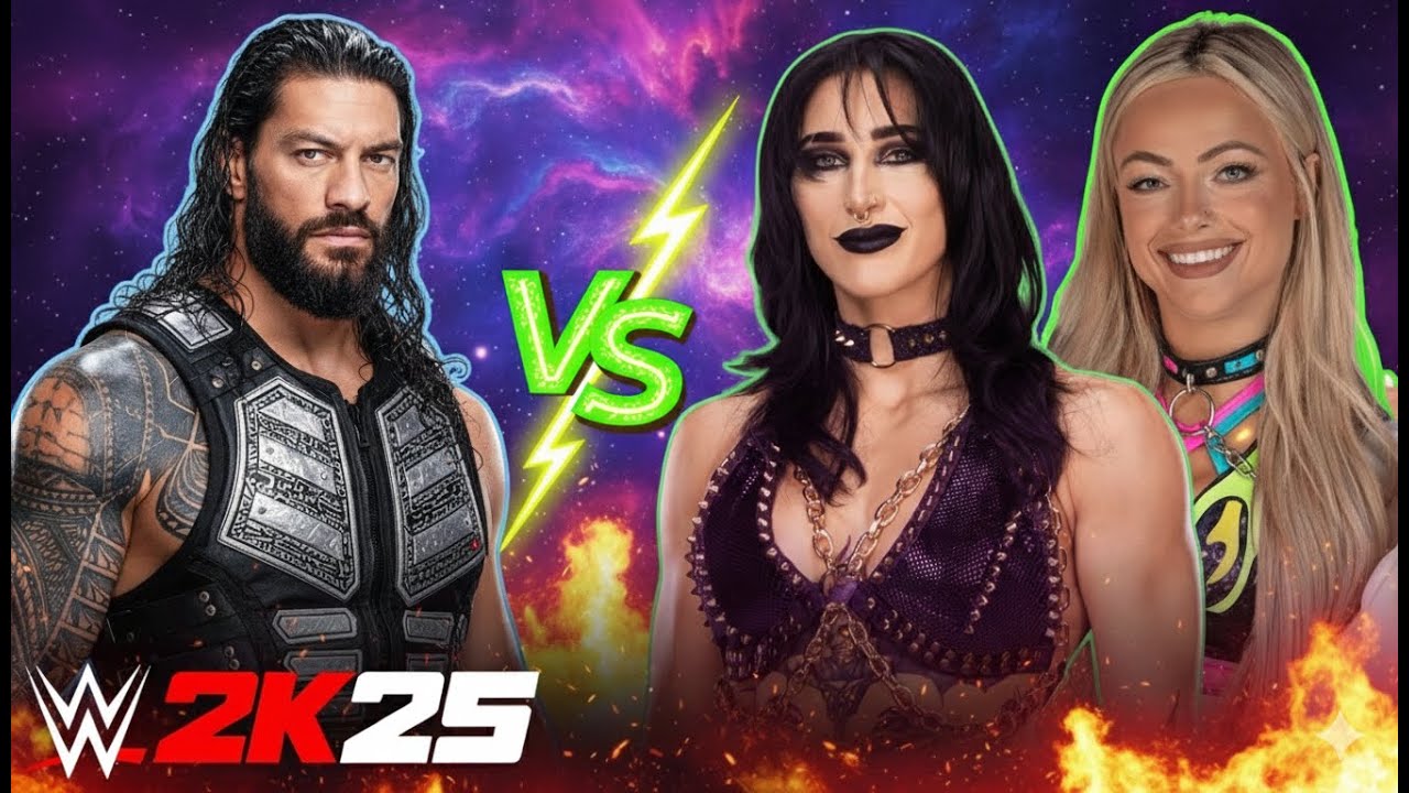 🔴WWE 2k25 Live - Roman Reigns VS Liv Morgan & Rhea Ripley Non stop Action! 
