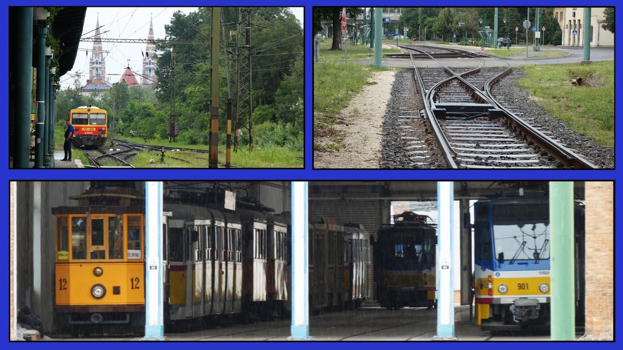 1-es villamossal a Tram-Train-hez, villamos remíz, és a szegedi pályaudvar