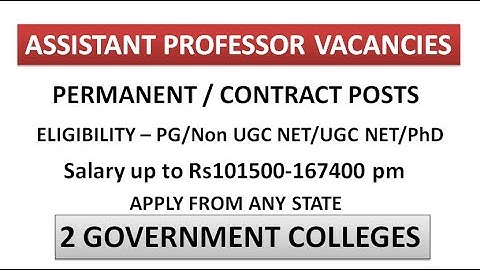Permanent Assistant Professor Vacancies in 2 Government Universities | Rs 1,67,400 pm