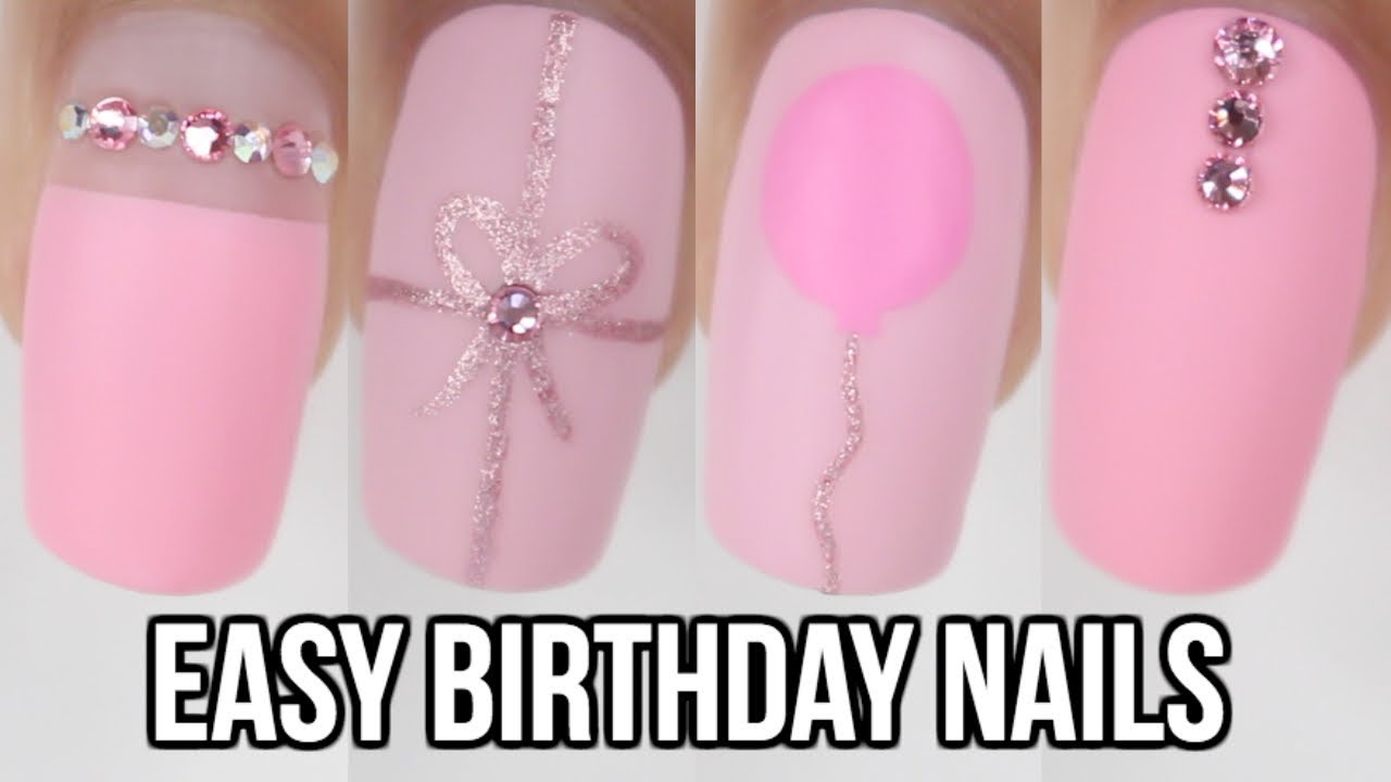 5 EASY Pink Birthday Nail Ideas! YouTube