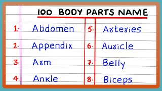 BODY PARTS NAME IN ENGLISH | HUMAN BODY PARTS | 10 | 20 | 30 | 50 | 100 BODY PARTS NAME