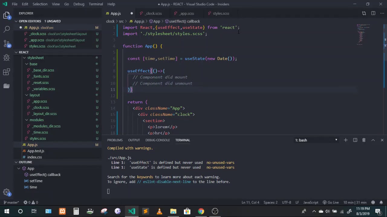 React Hooks Simple Clock Tutorial - YouTube