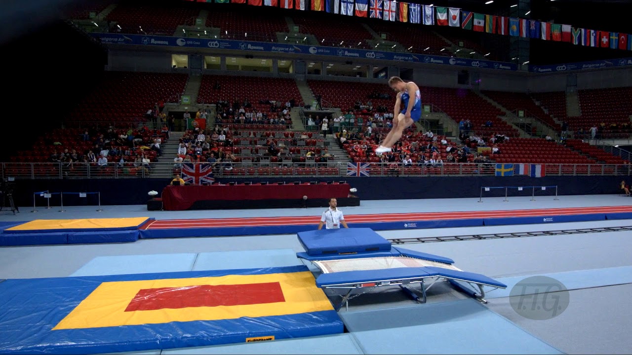 Youtube video: HAWKINS Matthew (USA) - 2017 Trampoline Worlds, Sofia (BUL) - Qualification Double Mini Routine 2