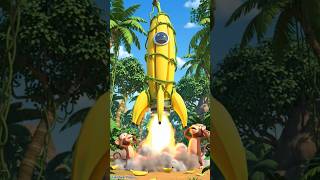 Monkeys to the Moon 🚀🍌#FunnyMonkeys #BananaRocket  #ViralShorts