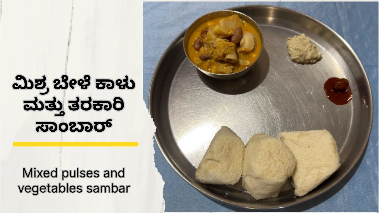 ಮಿಶ್ರ ಬೇಳೆ ಮತ್ತು ತರಕಾರಿ ಸಾಂಬಾರ್ | Mixed pulses and vegetables sambar