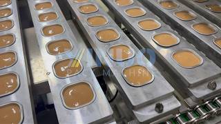 Meat puree pet food aluminum foil tray filling and sealing packing machine
