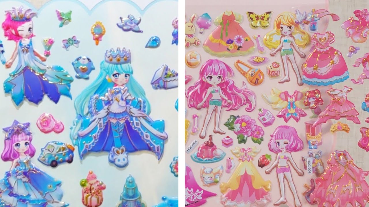 Sticker dress up princesses_ Pink VS Blue _ top model sticker YouTube