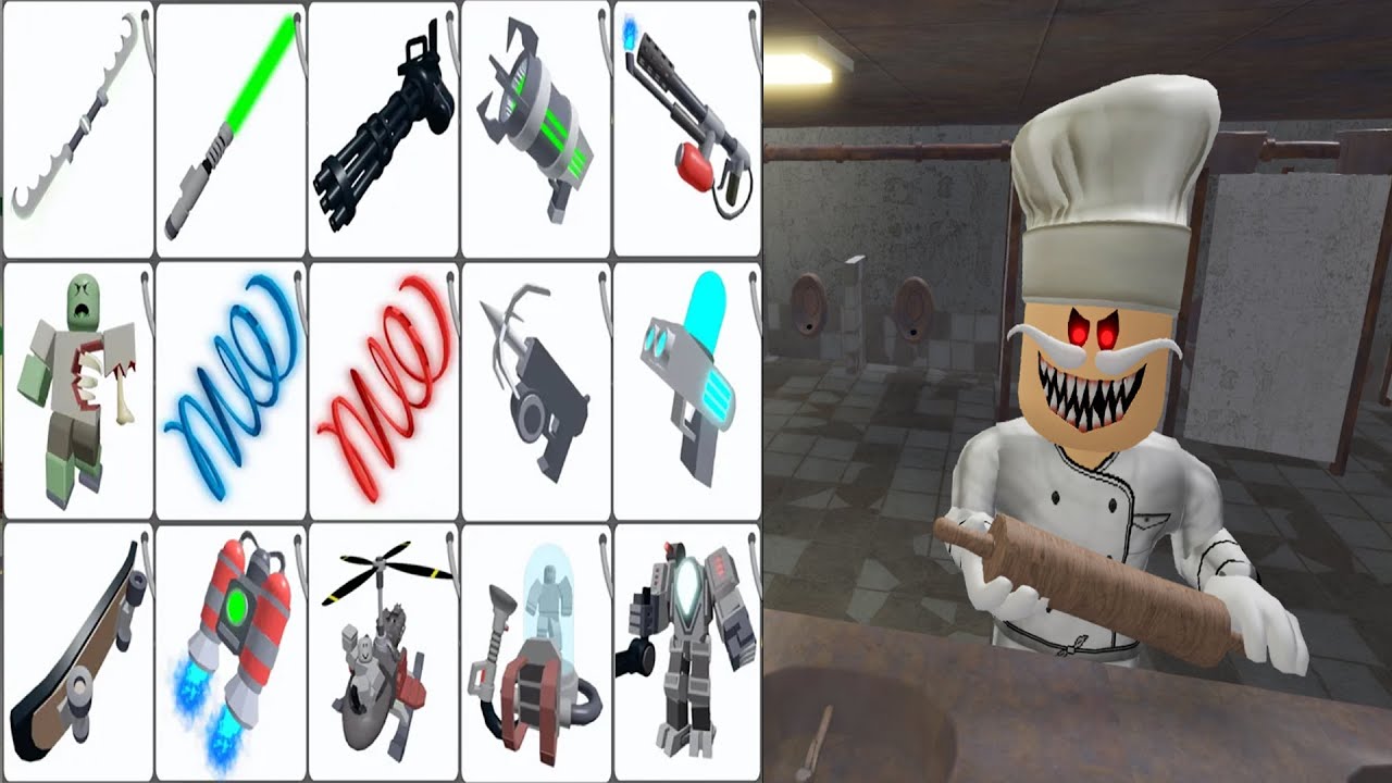 Escape Papa Pizza's Pizzeria! (SCARY OBBY) All 15 Items Unlocked: Speed C, Jetpack, Dual Blade, Ray