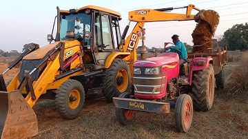 JCB 3dx Backhoe Loading Mud In Mahindra Yuvo 415DI Tractor | Jcb Fully Loaded Mud On Swaraj Tractor